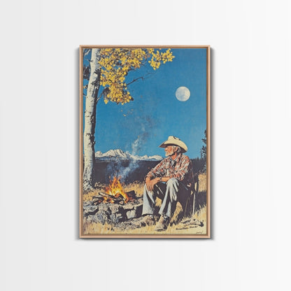 Cowboy in Snowy Sunset Landscape Canvas Print, Winter Wall Art, Seasonal Western Decor, Holiday Gift, Christmas Wall Art, Canvas Print