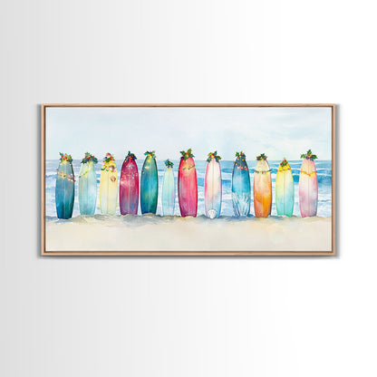 Christmas beach art, tropical Christmas decor, canvas print, Christmas wall art, beach Christmas decor, holiday wall art