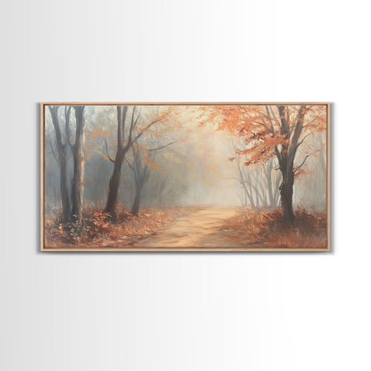 Path Through The Fall Forest, Framed Canvas Print, Winter Wonderland Decor, Perfect Wall Art and Gift Idea