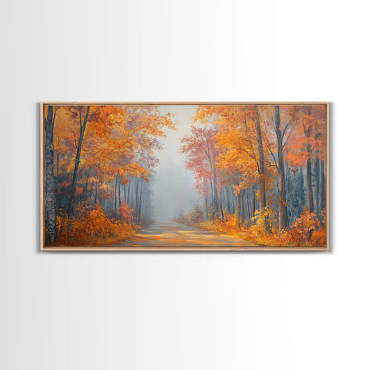 Fall In The Forest, Moody Landscape Painting, Watercolor Painting, Framed Canvas Print, winter wonderland wall art for cozy Christmas decor