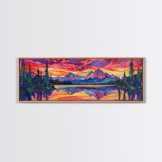 Abstract Landscape Painting Print, Panoramic, Surreal Art, Oversized Wide / Horizontal Fantasy Wall Art, Colorful Art