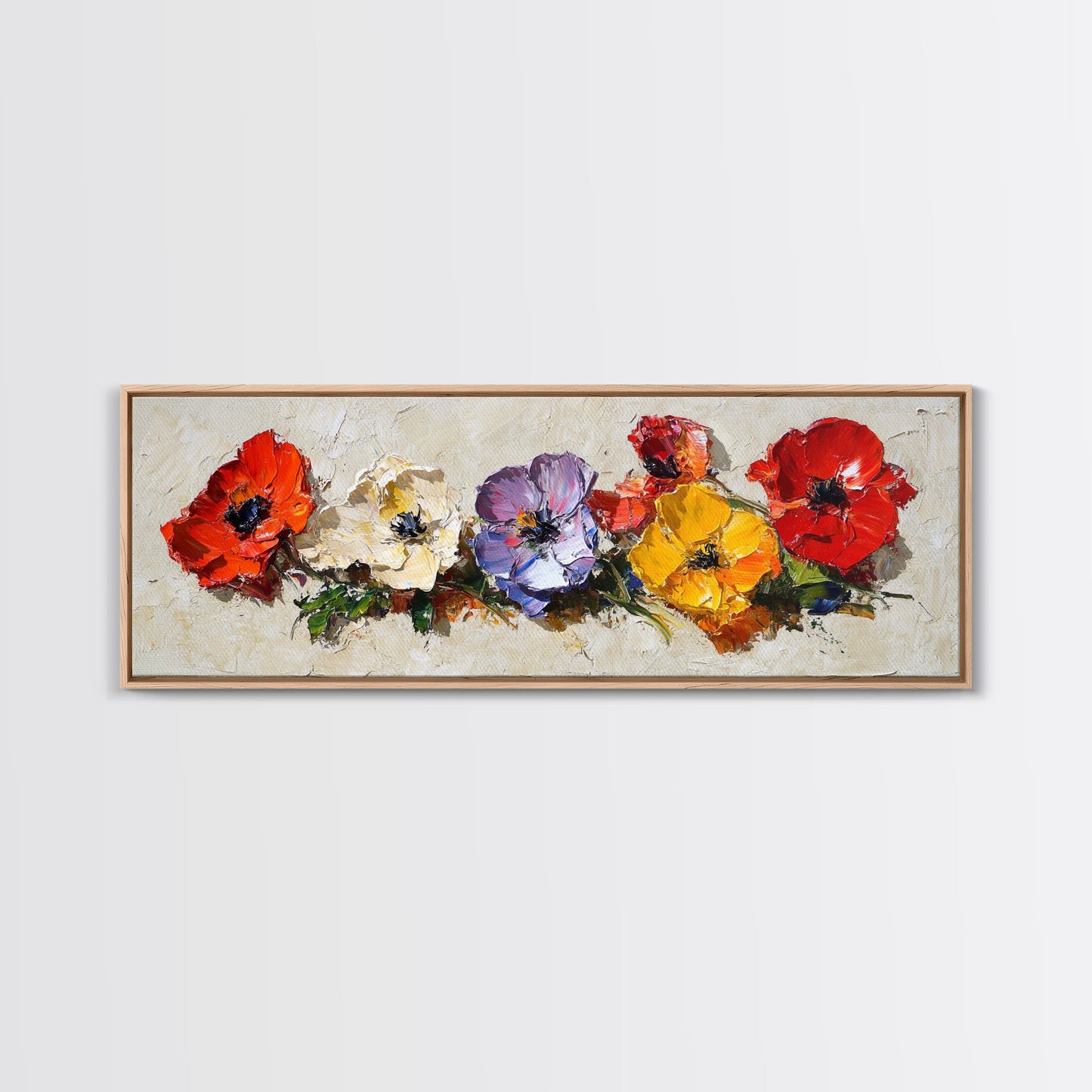 Framed Canvas Wall Art - Wild Flowers - Canvas Print - Impasto Style Oil Painting Print - Floral Botanical Wall Art - Wild Flowers