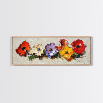 Framed Canvas Wall Art - Wild Flowers - Canvas Print - Impasto Style Oil Painting Print - Floral Botanical Wall Art - Wild Flowers