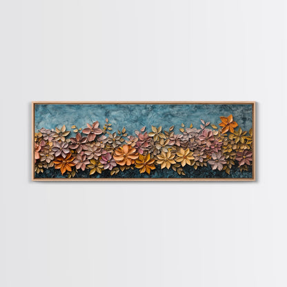 Abstract Wildflower Field Oil Painting Print | Nature Framed Large Gallery Art Ready To Hang, Panoramic Extra Wide Wall Art