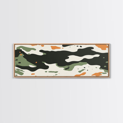 Camoflage, Camo Pattern Wall Art, Framed Canvas Print, Farmhouse Abstract Wall Art, Extra Wide Oversized Wall Art, Cammy Home Decor