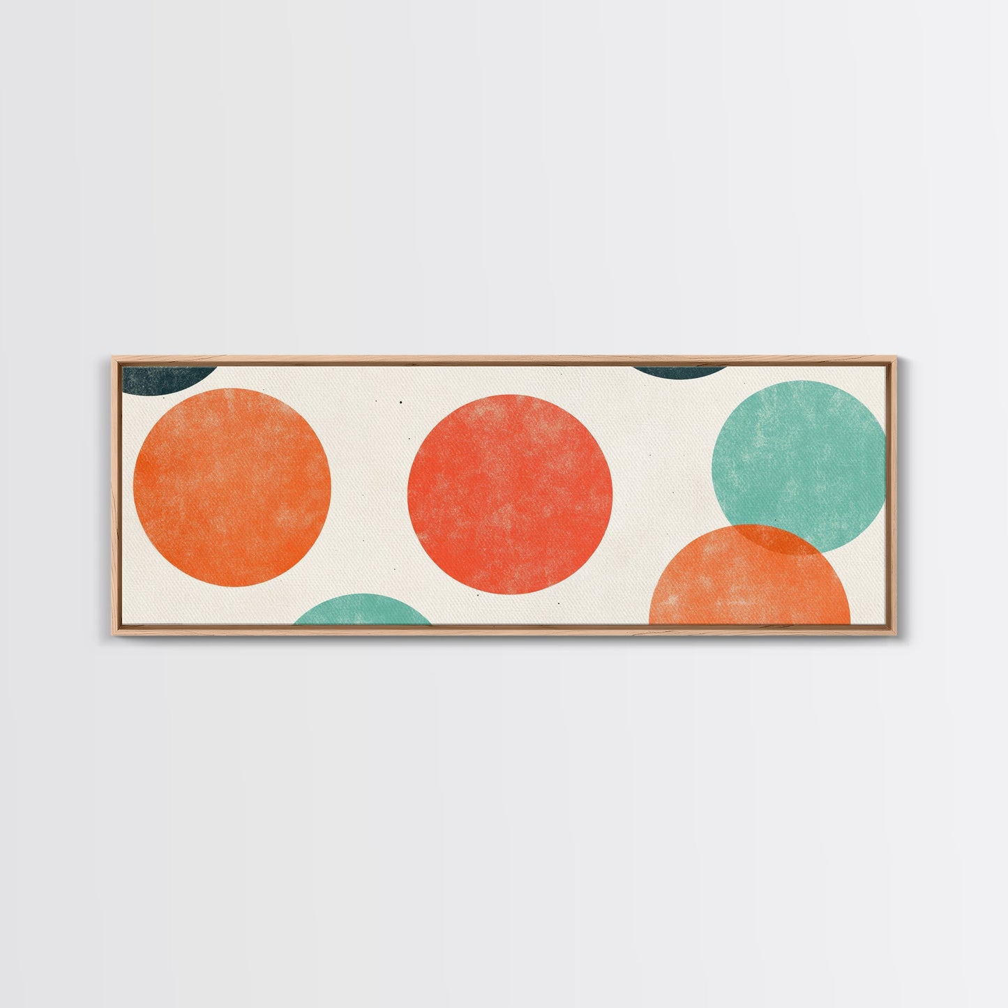 Orange and Green Wabi Sabi Wall Art, Framed Canvas Print, Abstract Wall Art, Minimalist / Neutral Circles Extra Wide Art