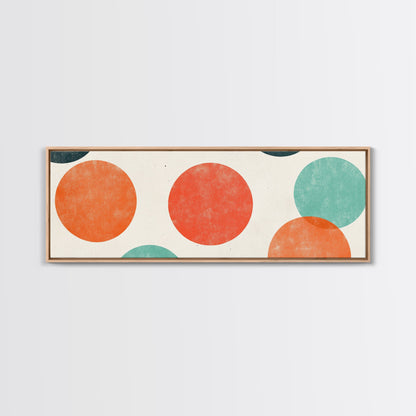 Orange and Green Wabi Sabi Wall Art, Framed Canvas Print, Abstract Wall Art, Minimalist / Neutral Circles Extra Wide Art