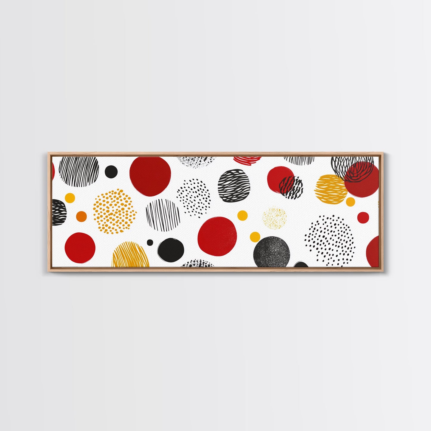 Polk Dots MCM Wall Decor, Framed Canvas, Canvas Print, Midcentury Modern Abstract Art, White Background, Eclectic Kitsch Home Decor