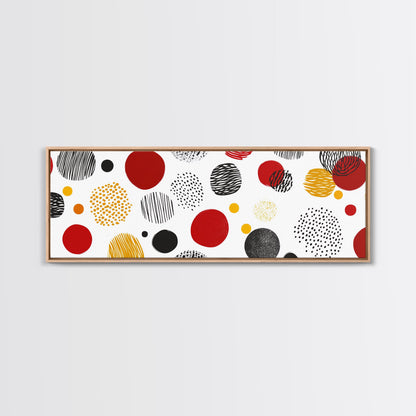 Polk Dots MCM Wall Decor, Framed Canvas, Canvas Print, Midcentury Modern Abstract Art, White Background, Eclectic Kitsch Home Decor