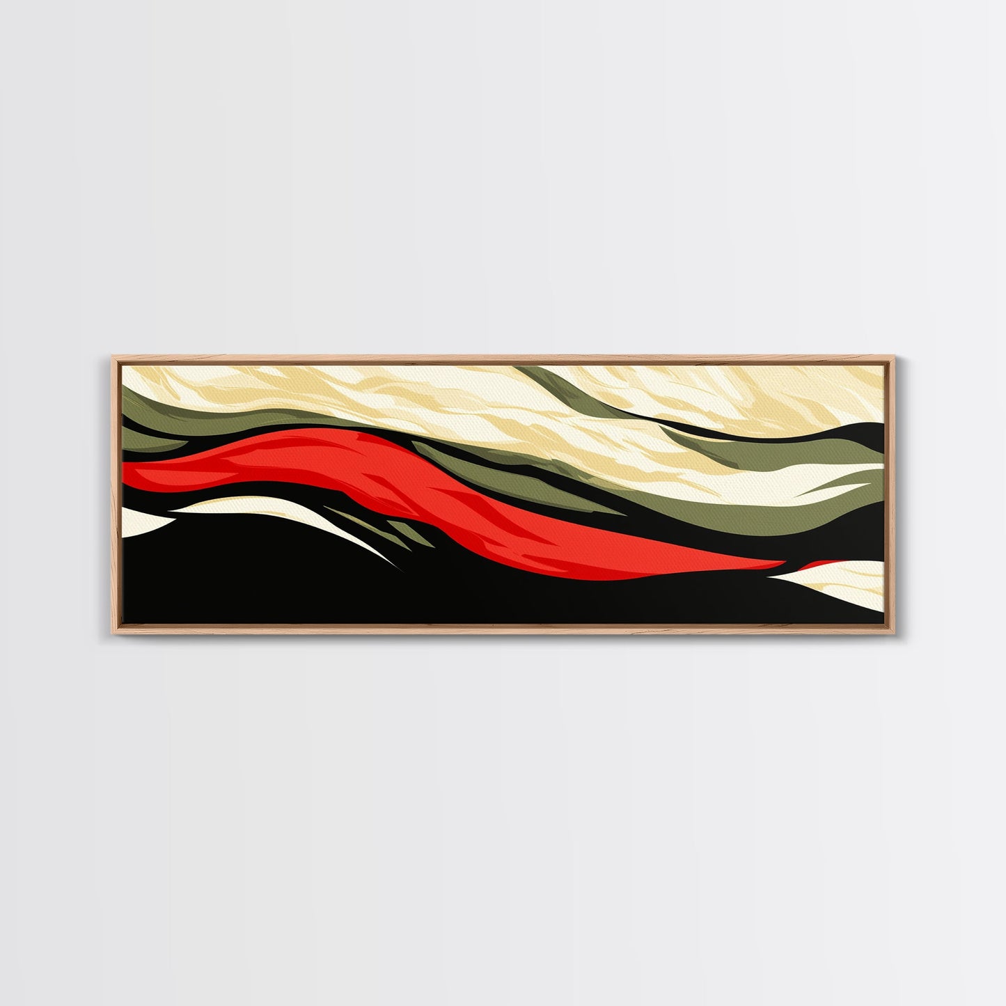 Moody Abstract Painting Print - "Waves" - Panoramic Extra Wide Wall Art, Red, black and Green Wall Art, Modern Art