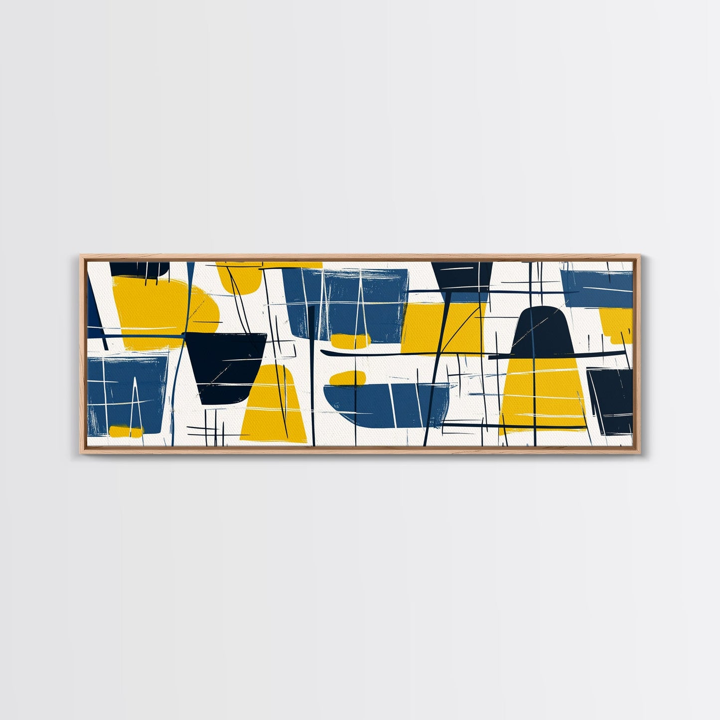 Large Colorful Abstract Painting - Blue, Yellow and Black Abstract Art - Abstract Art Large Canvas Modern Art for Above Sofa