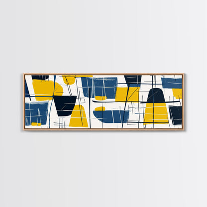 Large Colorful Abstract Painting - Blue, Yellow and Black Abstract Art - Abstract Art Large Canvas Modern Art for Above Sofa