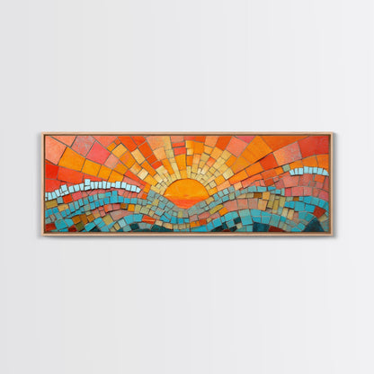 Sunset Mosaic Tiles Canvas Print - Retro Home Decor - MCM Style Wall Art - Above Sofa Canvas Art - Mosaic Artwork