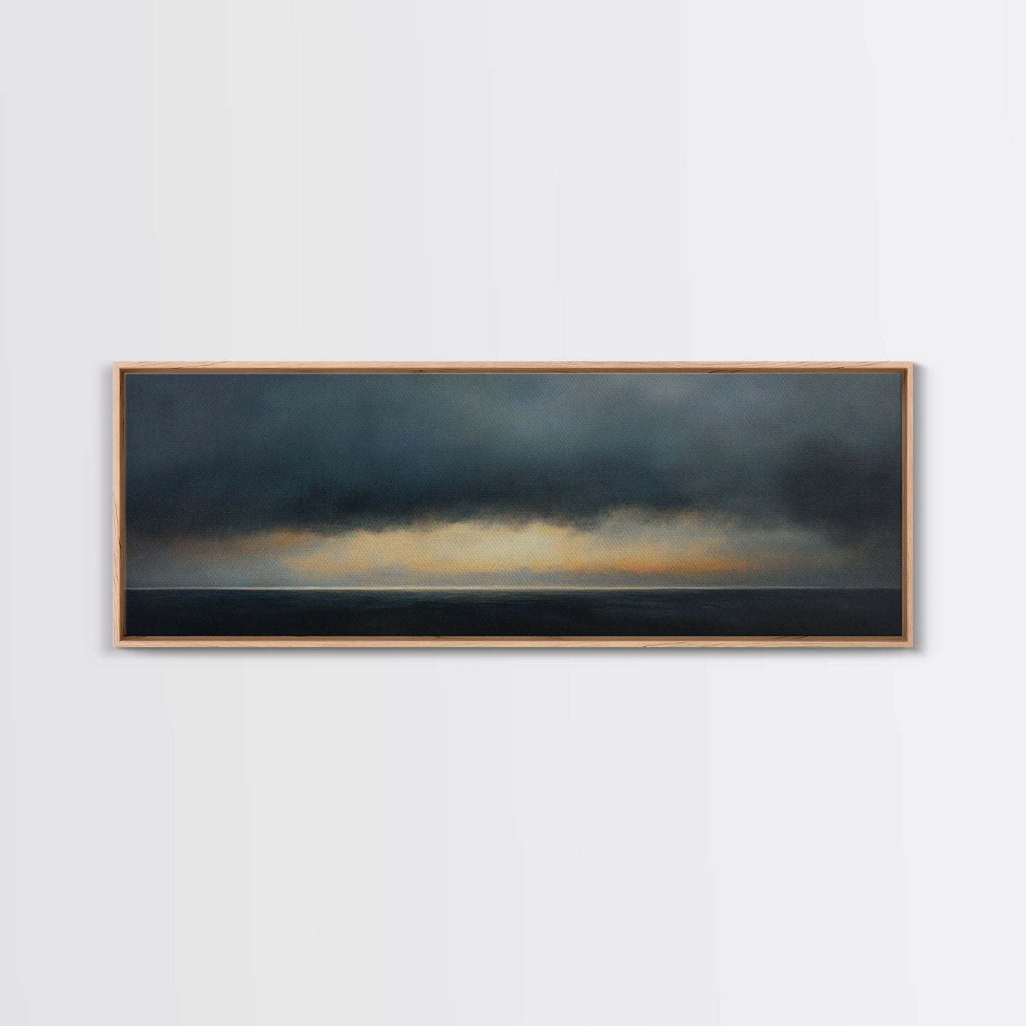 Prelude - Storm Over The Calm Sea - Framed Canvas Print - Dark and Moody Decor - Seascape Painting - Unique Wall Art