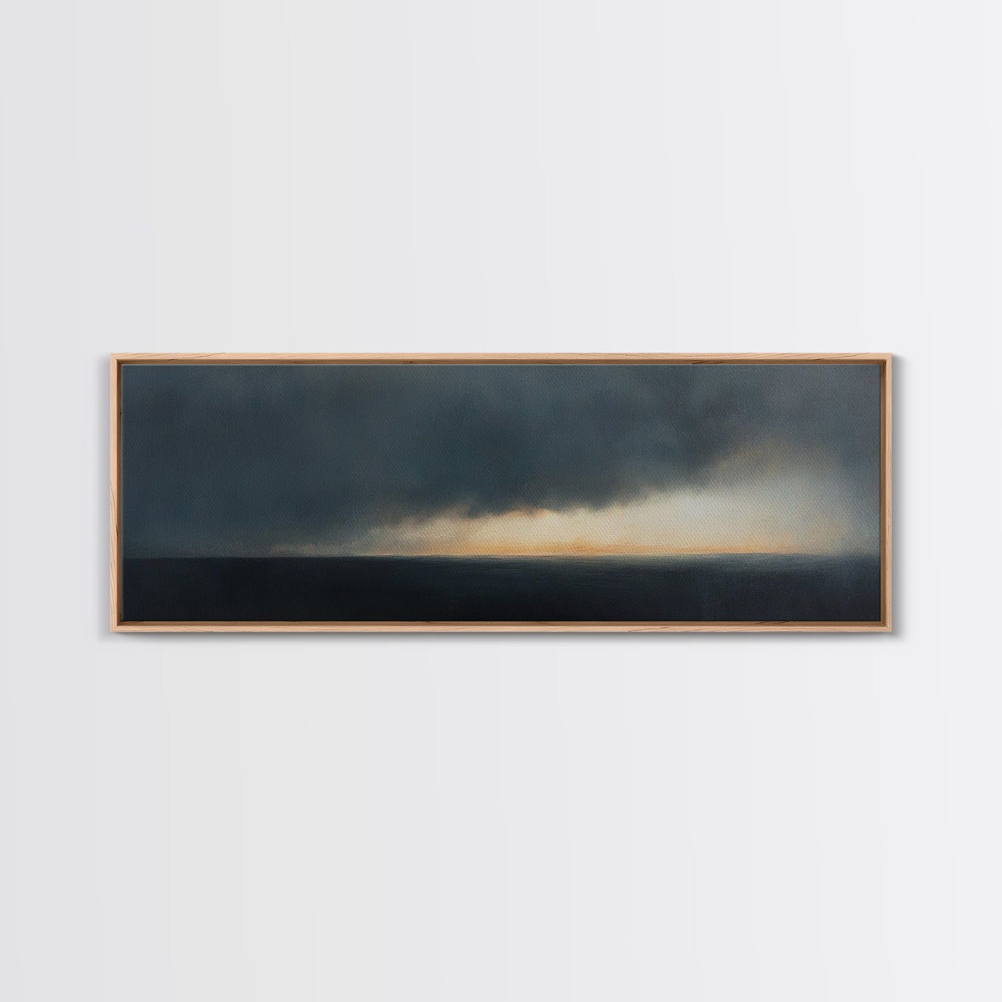 Storm On The Horizon - Panoramic Seascape Painting Print - Subdued Wall Art - Moody Decor - Boho Style Minimalist Landscape Painting