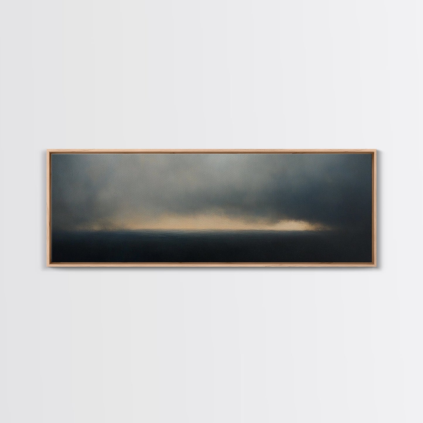 Clouds Over a Stormy Sea, Landscape Oil Painting Print, Panoramic Wall Art, Nature Framed Gallery Art For Living Room Ready To Hang