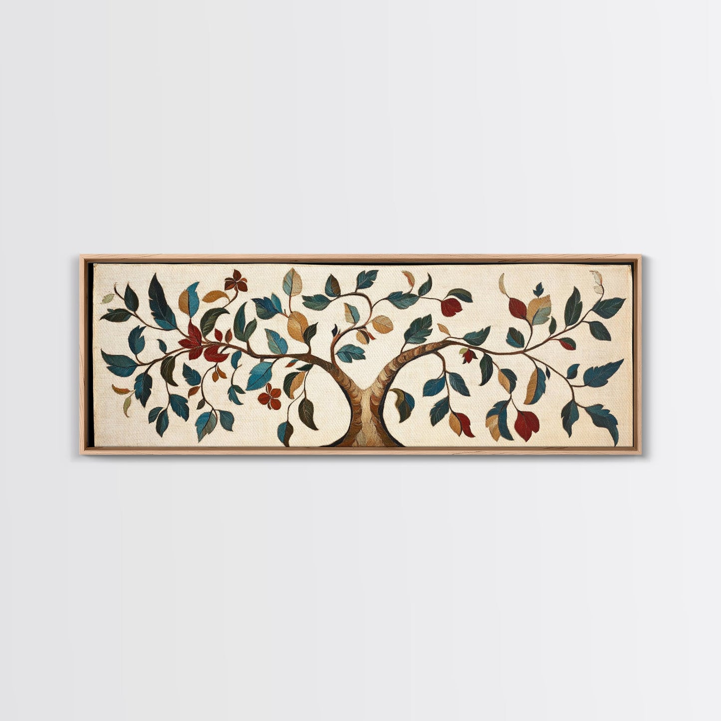 Textile Tree Print - "The Giving Tree" - Framed Canvas Print - Boho Style Wall Art