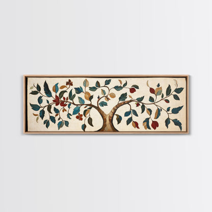 Textile Tree Print - "The Giving Tree" - Framed Canvas Print - Boho Style Wall Art