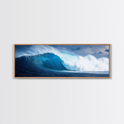 The Wave - Huge 40 Foot Wave - Surfer Decor - Framed Canvas Print - Nautical Decor - Nautical Art - Seascape Painting