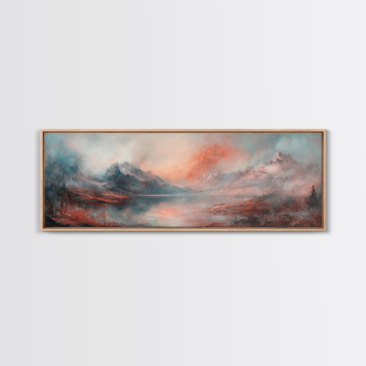 Subdued / Moody Panoramic Landscape Painting Print, Framed Canvas Art Print, Living Room Wall Art, Minimalist Art, Dark Decor