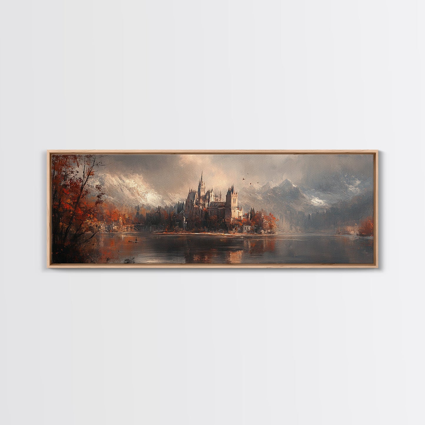 Dark Moonlit Gothic Castle, Framed Canvas Print, Dark Fantasy Painting, Dark Academia, Ready To Hang Art, Moody Decor