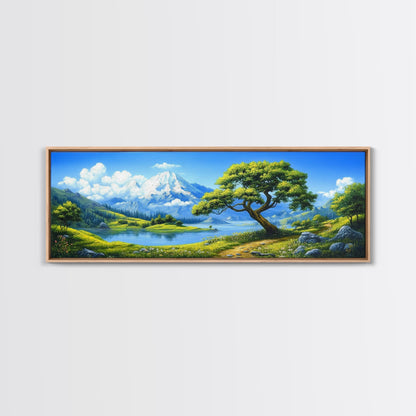 Vintage Oil Painting Canvas Print, Wall Art, Nature Painting, Panoramic Landscape Painting, Large Gallery Art