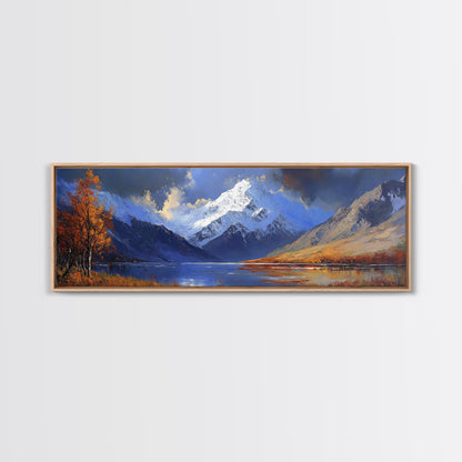 Landscape Wall Art - Framed, Horizontal Landscape Print, Panoramic Landscape Wall Art, Oil Painting Landscape, Above Bed Long Wide Print, Modern Wall Art