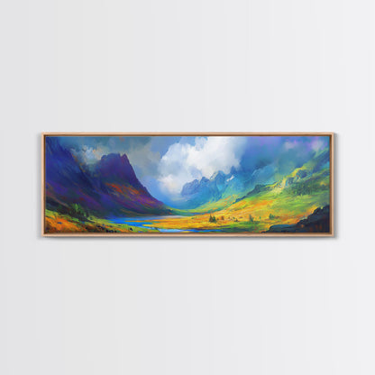 Colorful Fantasy Landscape Painting Print, Oversized Wall Art, Purple and Green Wall Art