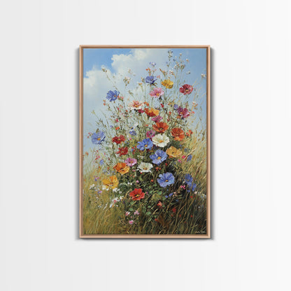 Botanical Wall Art | Oil Painting Botanical Print on Canvas | Wood Framed Boho Farmhouse Print | Large Wall Art | Oversized Wall Decor