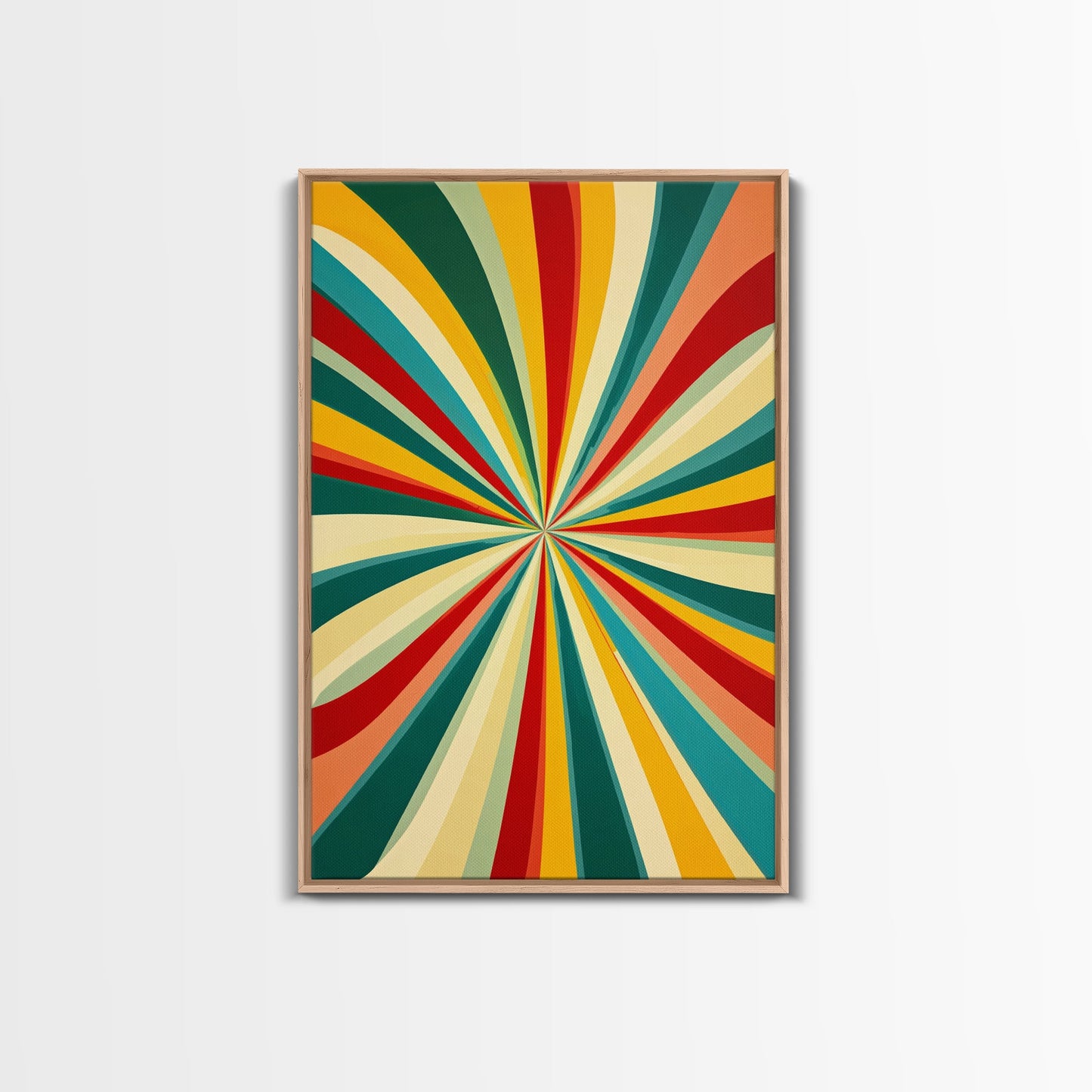 MCM Style Abstract Art - "The Tunnel" - Mid-Century Modern Wall Art, Large Wood Framed Wall Art with Midcentury Modern Style, Boho Decor