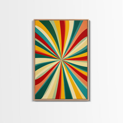 MCM Style Abstract Art - "The Tunnel" - Mid-Century Modern Wall Art, Large Wood Framed Wall Art with Midcentury Modern Style, Boho Decor
