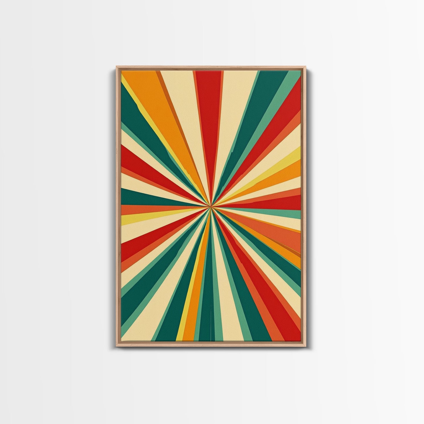 Mid-Century Abstract Art - Framed Canvas Print - Mid Century Modern Geometric Painting - Boho Style - Pastel Colors Wall Art