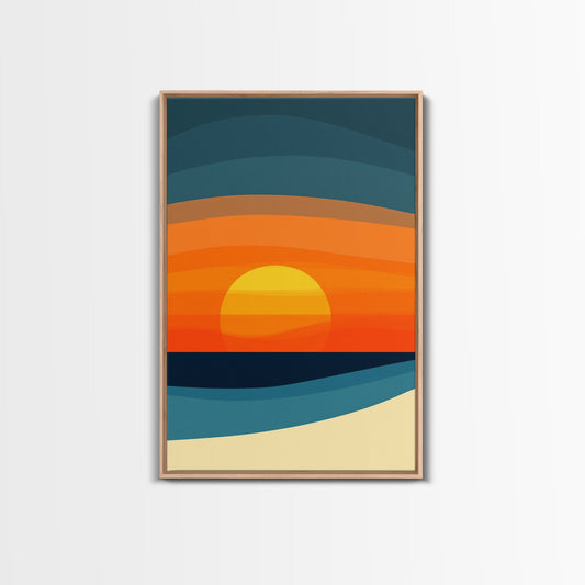 Abstract Sunset Panoramic Canvas Print, Art Deco Wall Art, Colorful Boho Style Home Decor For Living Room Or Bedroom