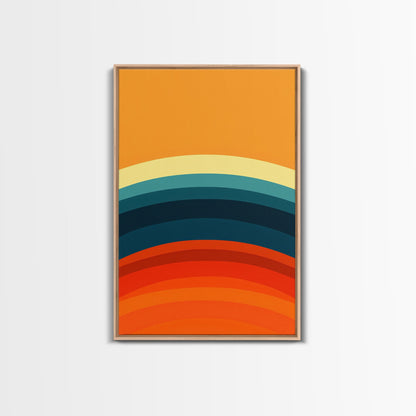 Shades Of The Sun Gradient Painting Print, Wood Framed Canvas, Minimalist Wall Art, Art Deco Inspired Living Room Decor