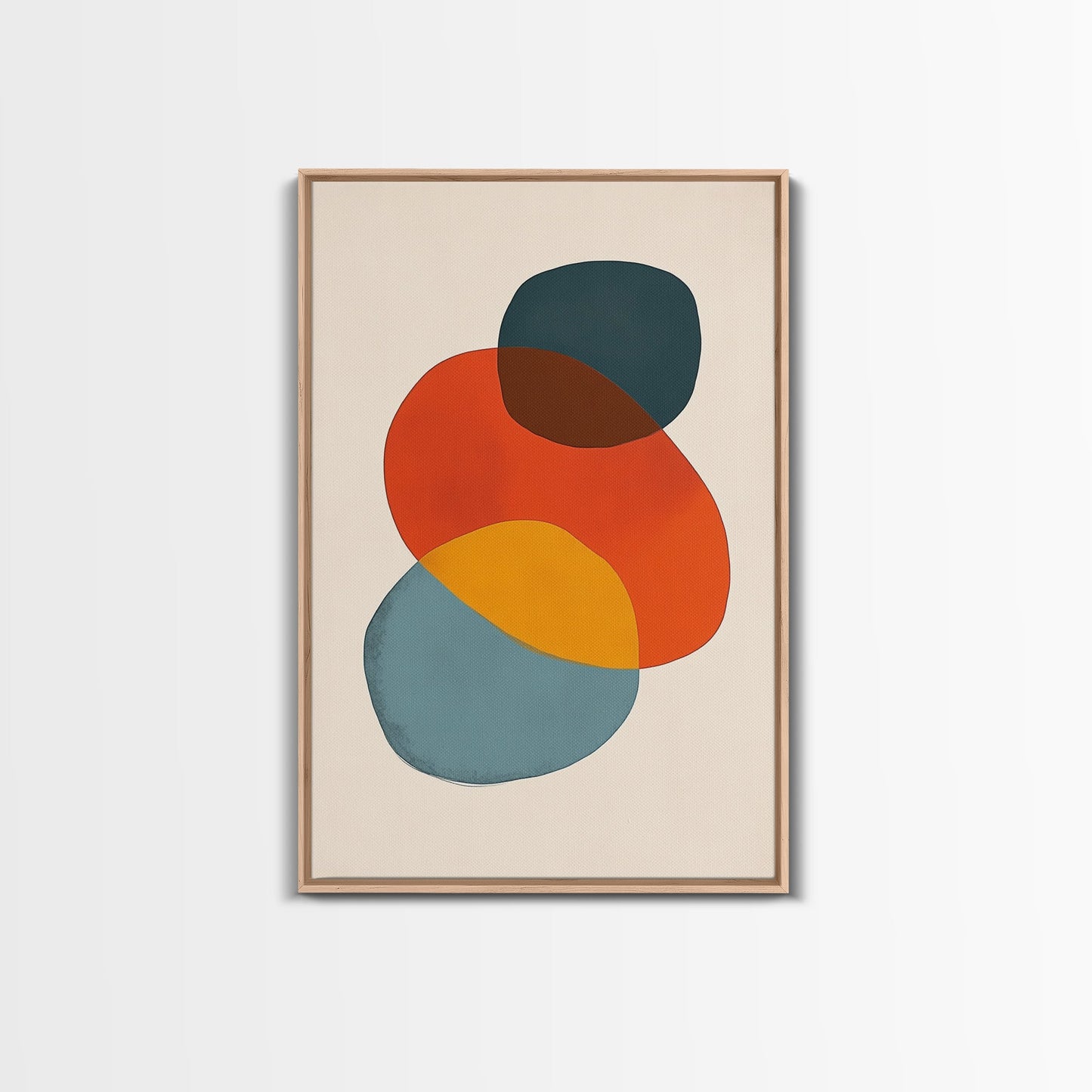 Abstract Geometric Print, White Background Modern Abstract Art, Mid-Century Modern Art, Red Blue and Yellow Art Ready To Hang