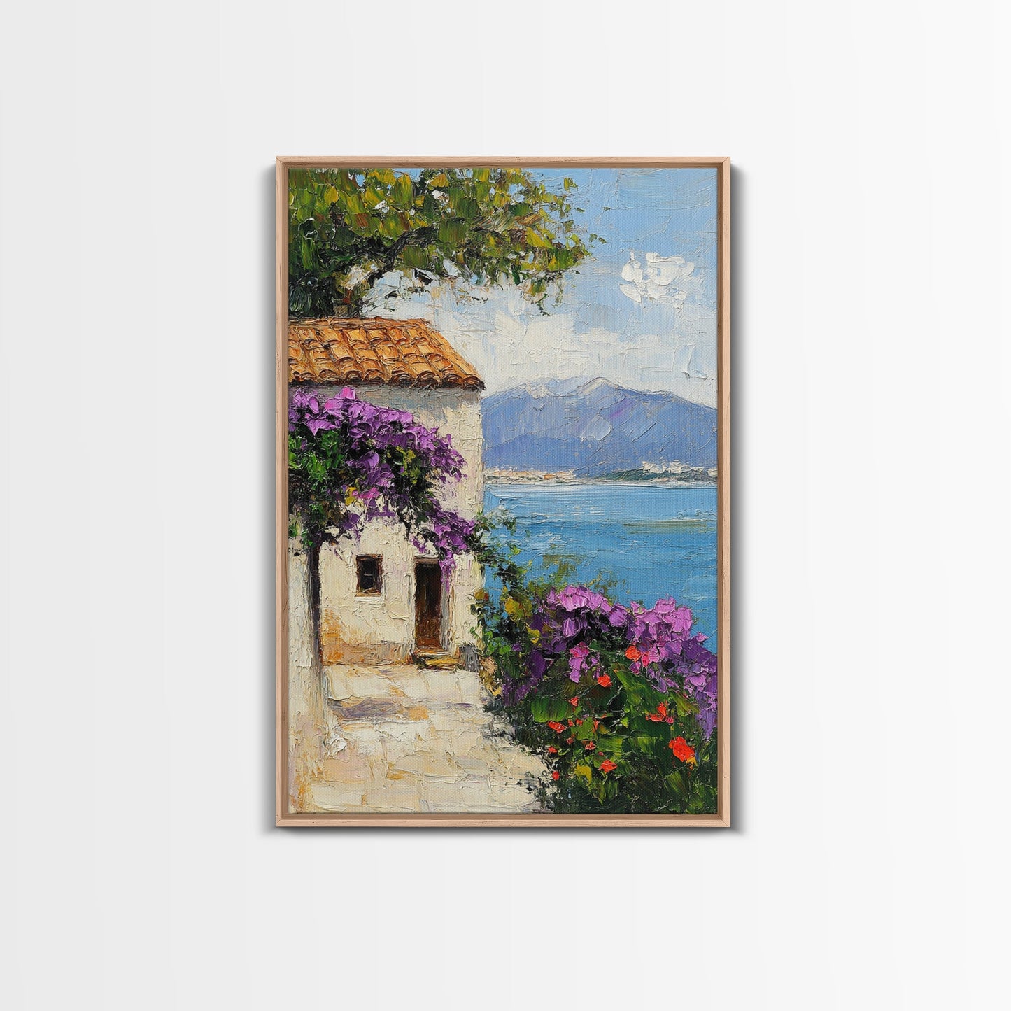 Italian Villa Art - Italy Print - Canvas Print - Gift For Italian, Italy Decor Vacation Gift Idea, Boho Modrn Art, Italy Themed Gift