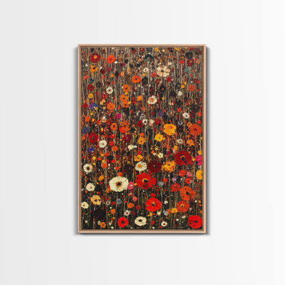 Muted Flower Print, Canvas Print With Wood Frame Boho Home Decor, Flower Art, Kitchen Art Print, Gift For Mom, Living Room Wall Decor