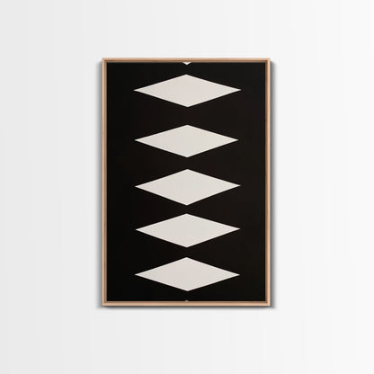 White Diamonds Geometric Aztec Terracota Canvas Print, Modern Farmhouse, Southwestern Art, Arizona Art, Black and White Wall Art