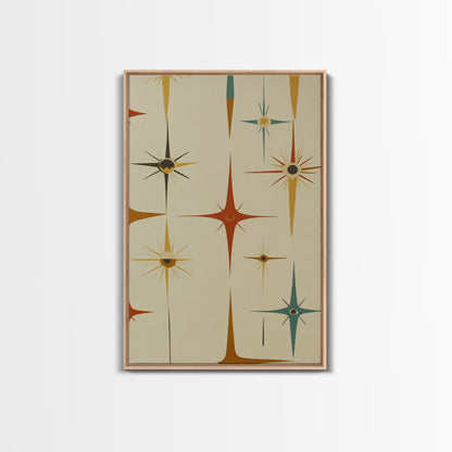 Mid Century Modern Atomic Starburst Retro Wall Art - Atomic Decor - Canvas Print - 50s Style Wall Art - MCM Mid Century Modern Art
