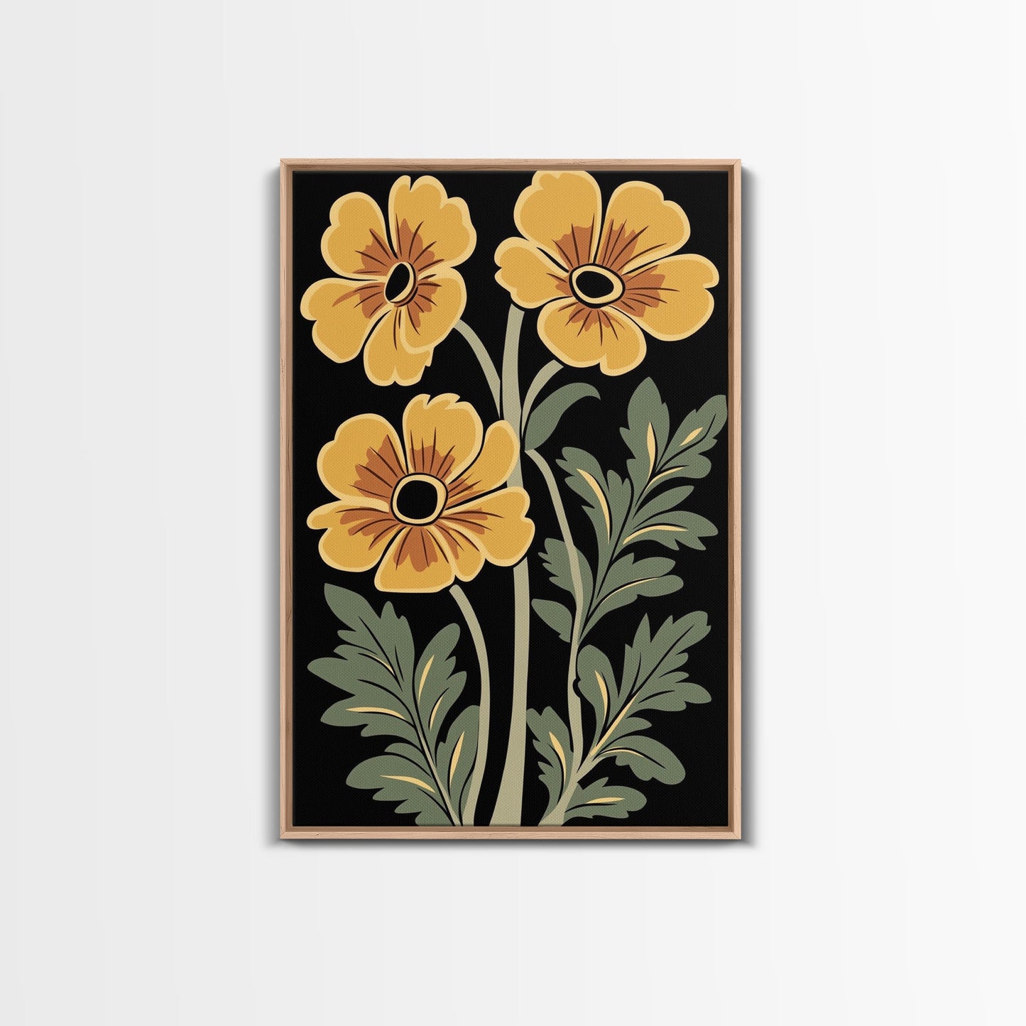 Abstract Floral Botanical Framed Canvas Wall Art, Abstract Botanical Print Minimalist Modern Art Boho Wall Decor Living Room Wall Art