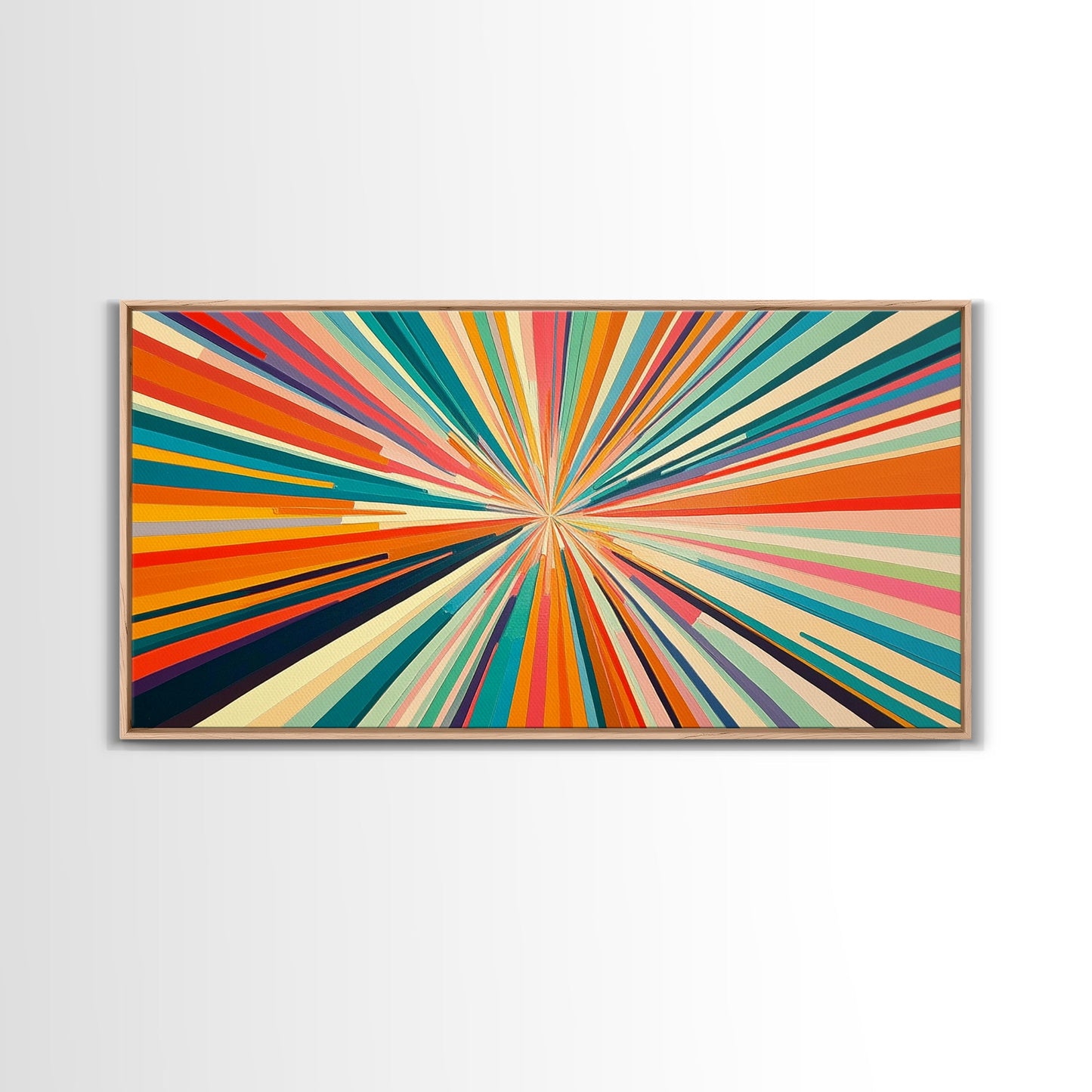 Sunburst Canvas Wall Art Canvas Print | Horizontal Pastel Color Sunset Print | Panoramic Abstract MCM Style Wall Art | Large Wide Print