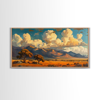 Home On The Mountains Framed Canvas Print, Southwestern Wall Art, Beautiful Home Decor For Above Sofa Or Couch, Rustic Farmhouse Art