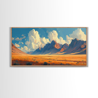Southwestern Wall Decor | Western Wall Art | Retro Landscape Painting | Canvas Print | Retro Wall Hanging | American Western Arizona Art