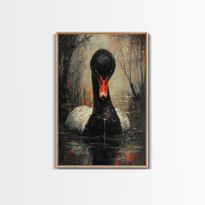 Evil Black Swan Painting Print, Gothic Home Decor, Halloween Decor, Spooky Season Wall Art, Black Swan Painting, Swan Decor, Animal Prints