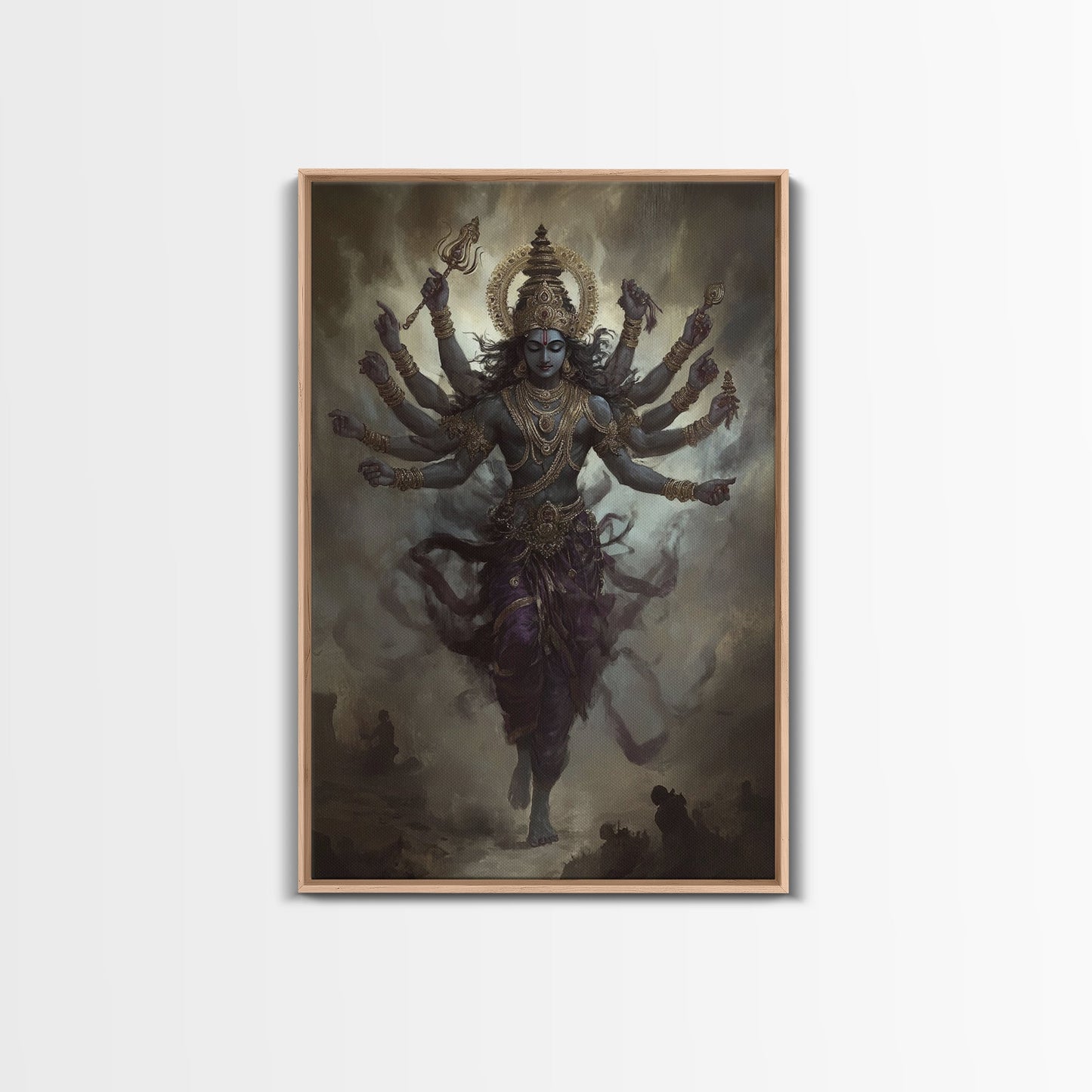 Radha Krishna Wall Art, Framed Canvas Print, Indian Inspired Wall Art, Krishna Painting, Hindu Art, Hinduism Decor