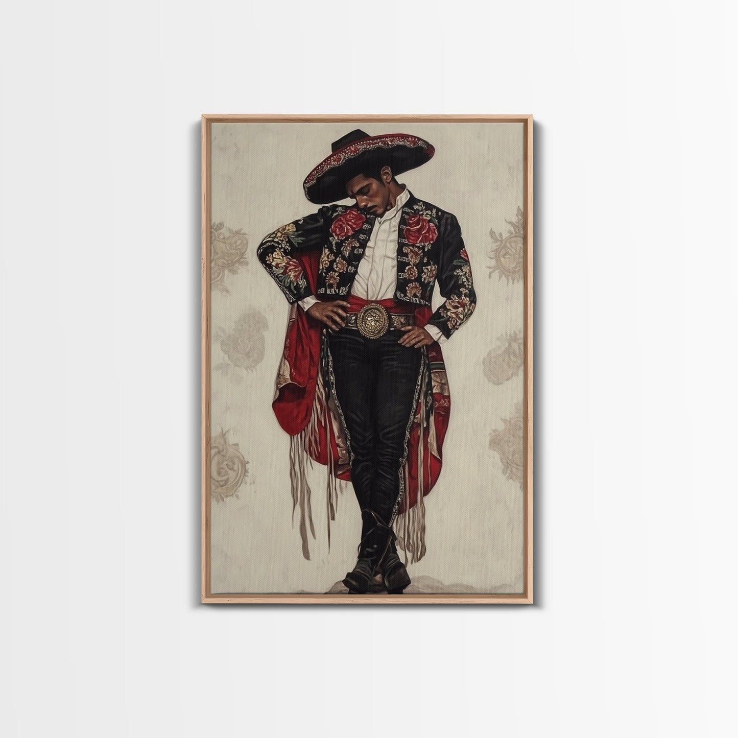 The Matador Oil Painting Canvas Print, Chicano Wall Art, Mexicano Decor, Mexican Inspired Wall Art