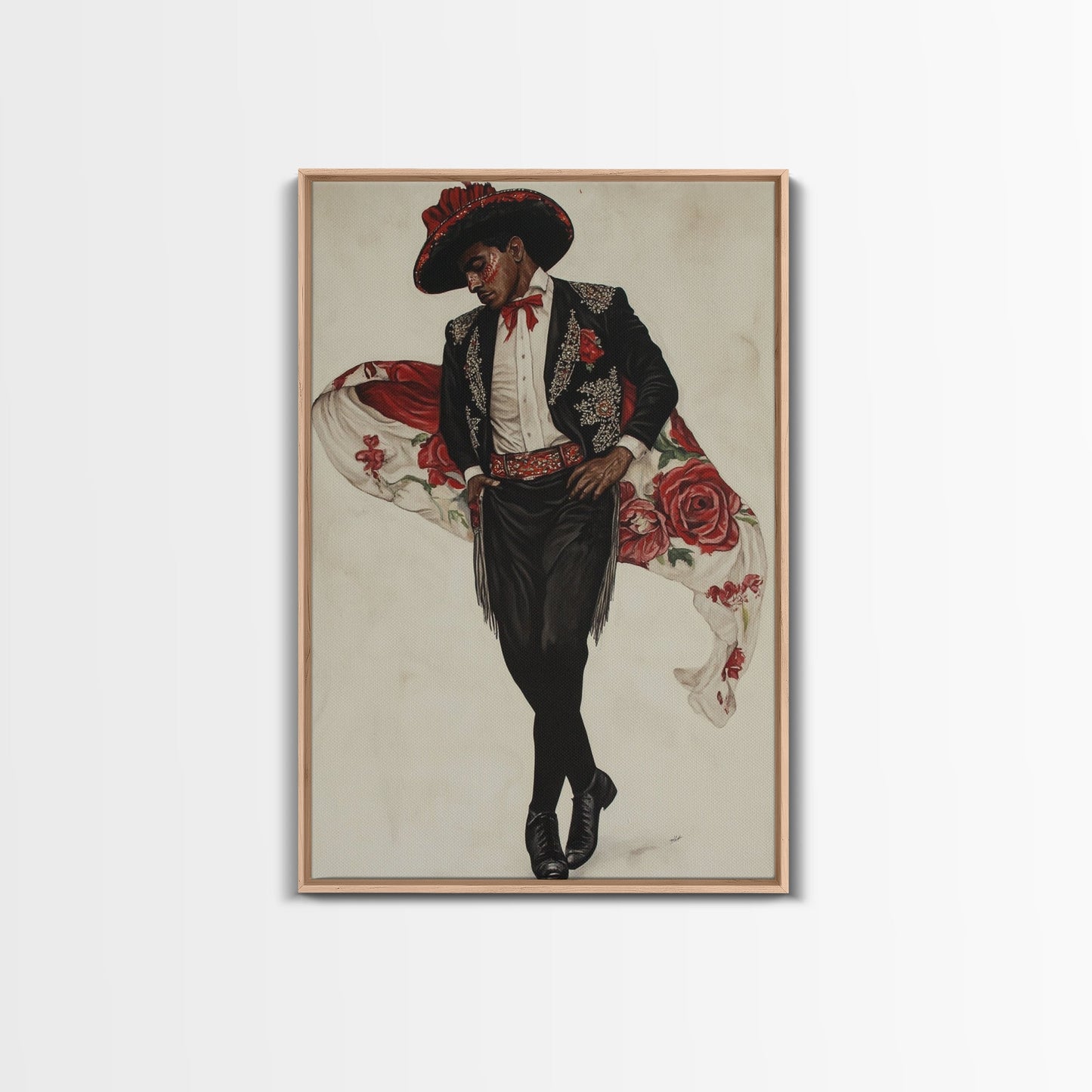 Spanish Toreador Framed Canvas Print, Impressionist Wall Art, Mexicano Wall Art, Spanish Decor, Spanish Wall Art, Cultural Decor