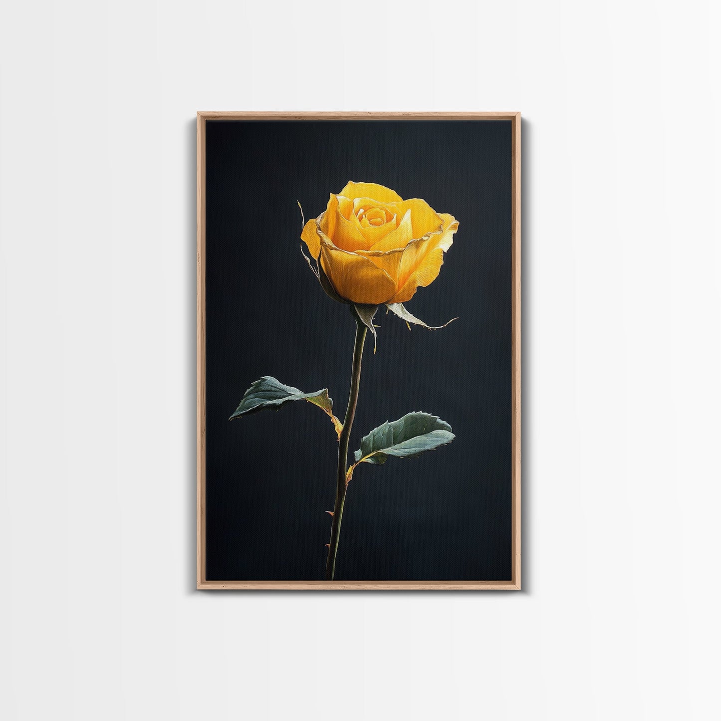 Maximalist Painting Print of a Yellow Rose, Framed Canvas, Wood Framed Art, Modern Farmhouse Decor, Rose Painting, Rose Art