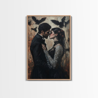 Dark Romance Painting Print, Dark Fantasy Art, Dark Fantasy Home Decor, Gothic Romance Print, Halloween Decor, Couple Gift Idea, Goth Wedding