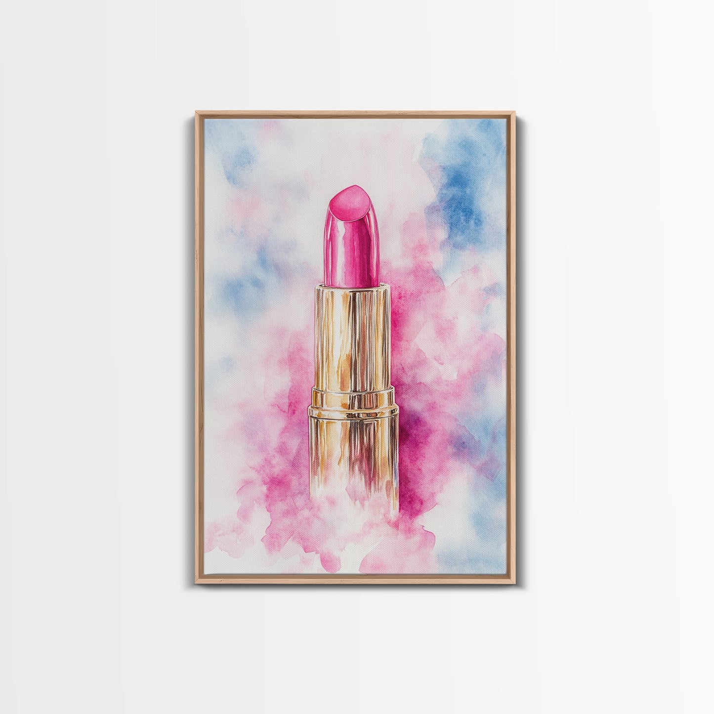 Pink Lipstick Framed Canvas Print, Preppy Dorm Room Decor, Makeup Wall Art, Girl's Dorm Room Wall Art, Preppy Art, Preppy Style Decor